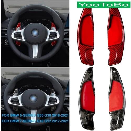 Real Forged Carbon Fiber Car Steering Wheel Paddle Shifter Extension Auxiliary For BMW 5/7-Series G30 G38 G10 G12 GT5 2018-2021
