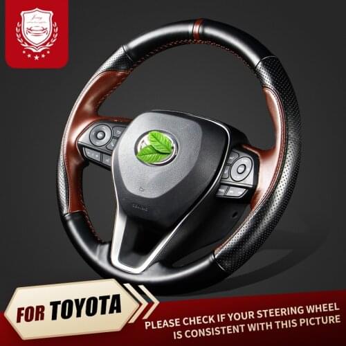 For Toyota 2019 Levin hand-stitched leather steering wheel cover wear-resistant Grip Cover Sweat absorption Car Accessories