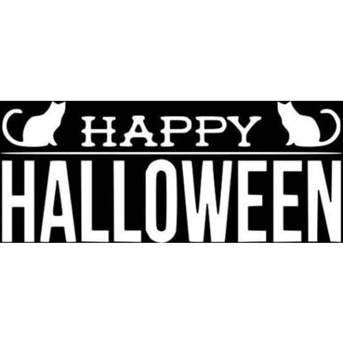 Black/Sliver Happy Halloween Sticker Decal For Car waterproof Sticker Decals Car Styling Accessories Window Decor S1066