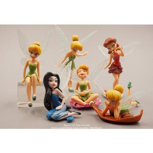 Disney Tinker Bell Princess Cartoon 6-11cm 6pcs/set Action Figure Anime Mini Collection Figurine Toy model for children gift