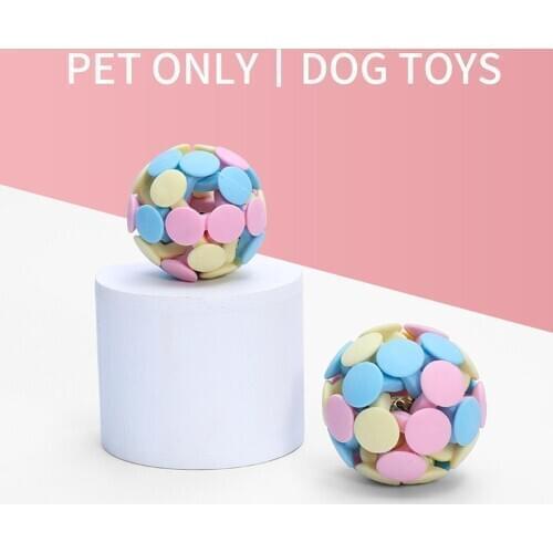 Pet Toy Ball Macaroon Tooth Cleaning Sound Ball Chewing Play Toy Game Eco-friendly Non-toxic Best Gift For Cat Pet Products