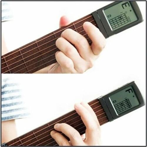 Pocket Guitar Chord Trainer Six Grade with LED Screen Display Beat Climbing Lattice Guitar Accessories Practical Pocket Guitar