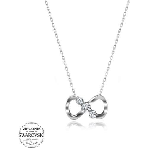 Silver 925 Sterling Swarovski Zirconia Cubic Zirconia Infinity Necklace