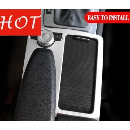 Console Gear Shift Decal Strips For Mercedes Benz C class W204 08-14 W212 Stainless Steel Water Cup Holder Frame Cover Trim