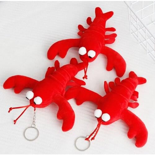 Creative Crayfish Key Chain Pendants Kawaii Plush Toys Backpack Schoolbag Cartoon Doll Anime Stuffed Toy For Children