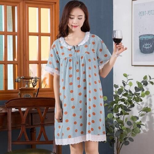 Summer Cute Women Nightgowns O-neck Ladies Dresses Princess Lace Collar Sleepwear Floral Home Dress Comfortable Nightdress