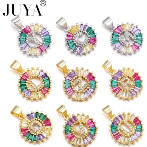 New Fashionable Rainbow Gold Micro Pave Rainbow CZ Cubic Zirconia A-Z Initials Letter Pendant Necklaces For Women Jewelry
