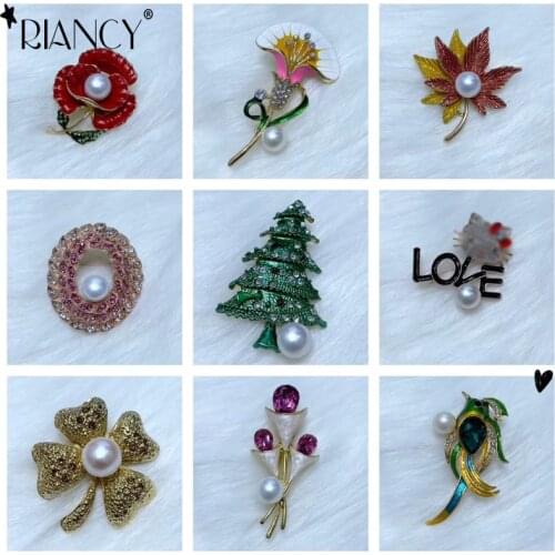 Fashion Natural freshwater pearl brooch collection 9-10mm pearl Brooch Pin For Women wholesale