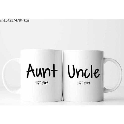 New Aunt and Uncle Est 2019 - Pregnancy Announcement Coffee Mug Set 11 oz Unique Christmas Gift for Aunt and Uncles