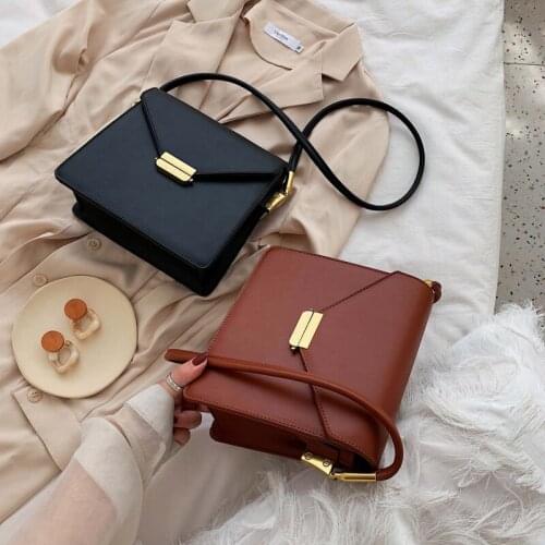 Pure Color Trend Womens Square Bag 2020 High Quality PU Leather Ladies Designer Handbag Lock Shoulder Shoulder Messenger Bag