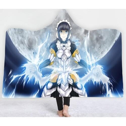 Anime Overlord 3D Printing Throw Hooded Blanket Wearable Warm Fleece Bedding Office Quilts Soft Adults Travel