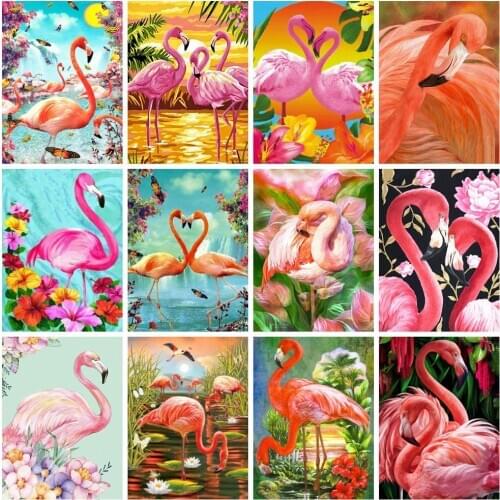 Full Drill Square/Round Diamond Painting Animals Flamingo Diamond Embroidery 5d Cross Stitch Fall Decorations for Home Gift
