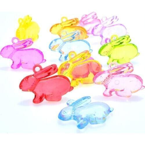 Kawaii Animal Rabbit Shape Acrylic Necklace Pendants Colorful Plastic Jewelry Ornament Garment Accessory Charms 36*26*7mm 170pcs
