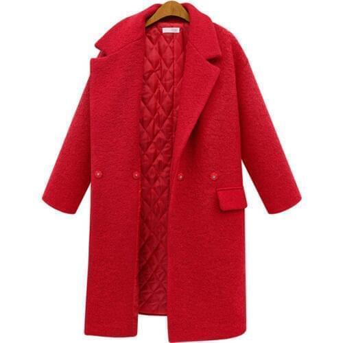 Savabien Women Winter Coats And Jackets Solid Long Sleeve Warm Wool Coat Two Buttons Vintage Plus Size Korean Coat Female Coats