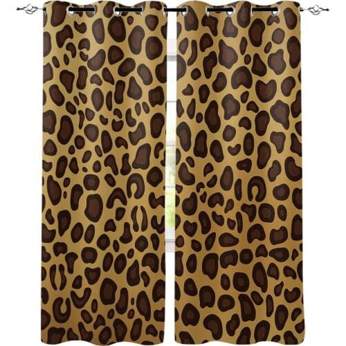 Animal Skin Texture Leopard Print Window Curtains for Living Room Bedroom Kitchen Window Treatments Home Decor Cortinas
