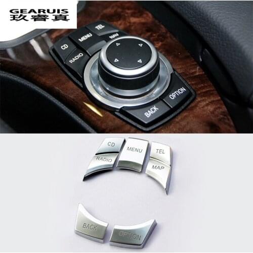 Car Styling Central control Multimedia Buttons Decorative Covers Stickers Trim For BMW 5 Series E60 interior Auto Accessories