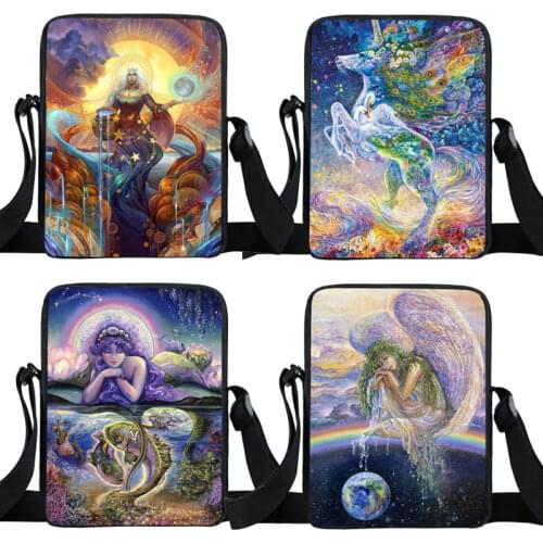 3D Cartoon Oil Painting Girl Messenger Bag Pretty Mermaid Printing Ladies Casual Mini Messenger Bags Portable Teenager Bookbag