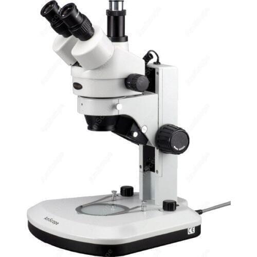 Track Stand Trinocular Microscope--AmScope 7X-45X Track Stand Stereo Zoom Trinocular Microscope with Dual LED Lights SM-1T-RL