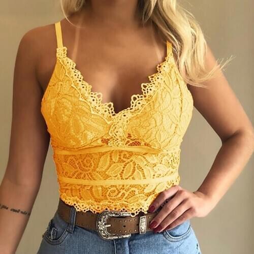 Crop Top Women Plus Size Lace Vest Summer Top Bra Lingerie Sexy V-Neck Tank Top Tee Crop Top Camisole Feminino