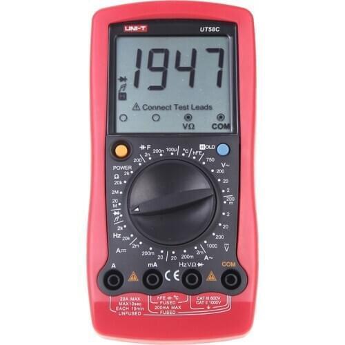 UNI-T UT58C Ammeter Multitester DMM Digital Multimeters DC/AC Voltage Current Resistance Capacitance Tester Data Hold