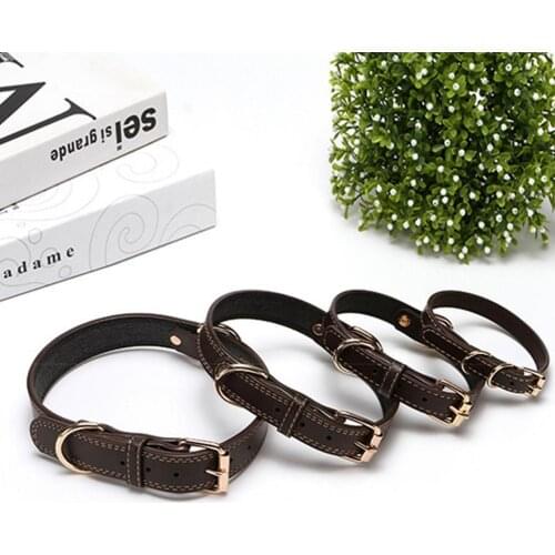 Universal Coffee Faux Leather Collar Metal Buckle Adjustable Faux Leather Dog Collar For Outdoor Adjustable Protective Collar