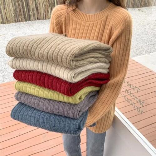 Dasswei 2020 Winter Warm Knitted Sweater Pullovers For Women Casual O-Neck Long Sleeve Solid Loose Soft Sweater Femme Jumper Hot