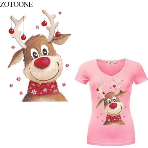 ZOTOONE Cute Deer Patches Iron Appliques for Clothing T-shirt Dresses DIY Accessory Decoration Heat Transfer Vinyl Stickers E