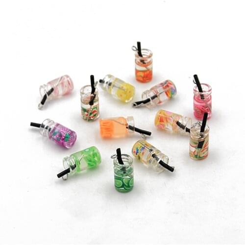 10Pcs 15 color 18*10mm 3D New Fruit Cup Pendants Box Resin Figurine Charms For DIY Jewelry Craft Earring Keychain Accessories