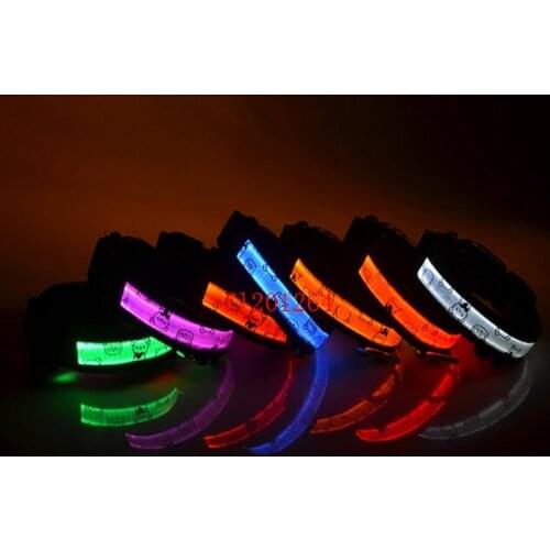 100pcs/lot Free Shipping LED Light-up Dog Leash Flashing LED Nylon Pet Dog Collar Night Safety Electric LED Bear Style Collar