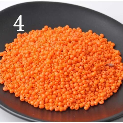 16g 1000pcs 2mm 12/0 Orange Solid Color Opaque Round Loose Spacer Beads Cezch Glass Seed Beads Jewelry Making DIY Garment Bead