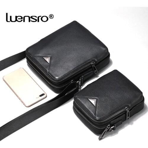 2021 Brand Genuine Leather Man Shoulder Bags Fashion vertical Flap Cow Leather Messenger Bag for Male Mens Casual Crossbody Bag