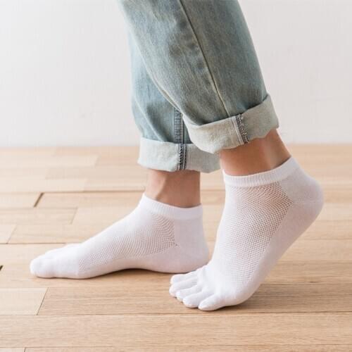 3 Pairs Mens Cotton Five Finger Socks Low Thin Mesh 5 Toe Socks Short Tube Male Dress Socks