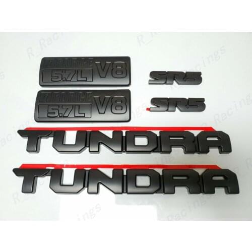 6PCS BLACKOUT EMBLEMS OVERLAY KIT FIT FOR 2014-2020 TUNDRA SR5 5.7L V8