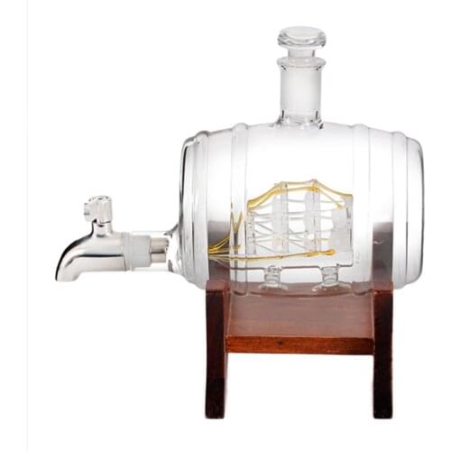 Barrel Whiskey Decanter Nautical 1000ml Liquor Dispenser for Rum Brandy