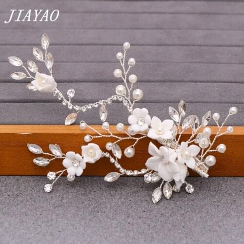 White Flower Pearl Rhinestone Headband Clip Bridal Hair Accessories New Design Wedding Headband Accessories Bride Hair Jewelry