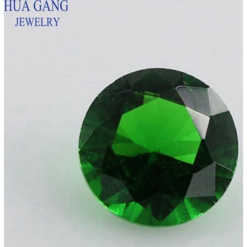 Free Shipping Size 1.0-15mm New Color Green Round Shape Machine Cut Loose Glass Stone Synthetic Gems For Jewlry