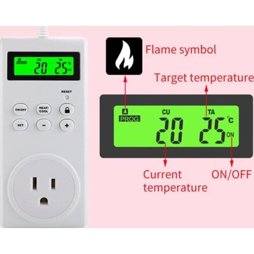 Wireless Thermostat LCD Timer Switch Socket, Programmable Wireless Temperature Controller Temperature Socket