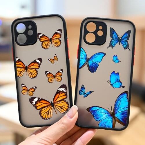 JAMULAR Silicone Rubber Phone Case Cover For iPhone X SE20 12 XS 11 Pro Max XR 7 8 6Plus Colorful Butterfly Print Hard Coque Bag