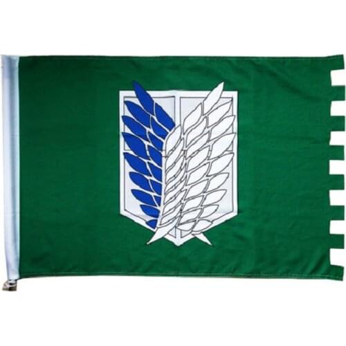 65x95cm/38x25inch Anime Attack on Titans Flag Wings of Liberty Banner Home School Hanging Movie Wall Bar Decor Cosplay Prop