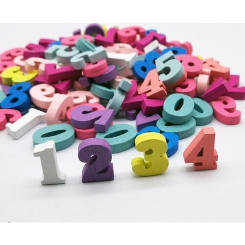 100Pcs Wooden Letters Numbers Decoration Multicolor Mixed Wooden Block DIY Crafts Handmade Wooden Alphabet