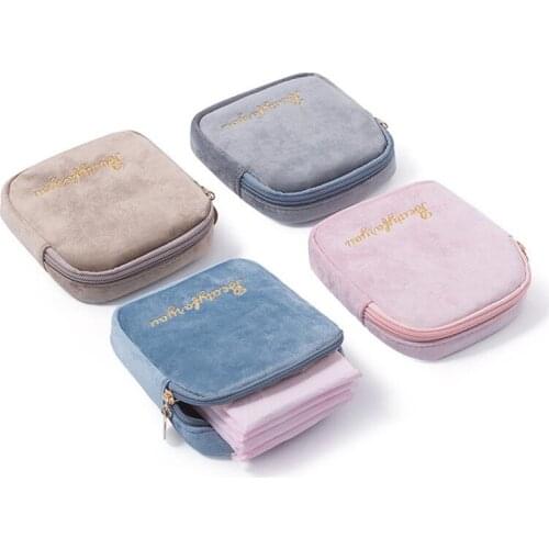 Travel Accessory Bag Sanitary Cotton Pads Storage Bag Womens Girls Portable Mini Cosmetic Lipstick Napkin Organizer Pouch Bags