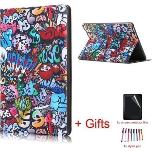 Fnuda Case for Huawei MediaPad T5 10 AGS2-W09 AGS2-L09 AGS2-L03 AGS2-W19 10.1" Tablet TPU+PU Stand Cover for Huawei T5 10 case