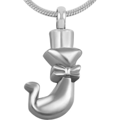 IJD8090 Free Fill tool Stainless Steel Bow Tie Cat Necklace Ashes Holder Keepsake Urn Memorial jewelry
