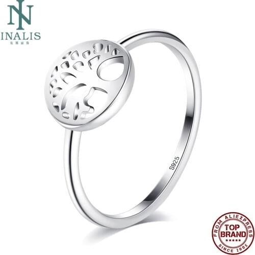 INALIS S925 Sterling Silver Ring For Women Life Tree Pattern Fine Jewelry Simple Female Rings Classical Mothers Day Present
