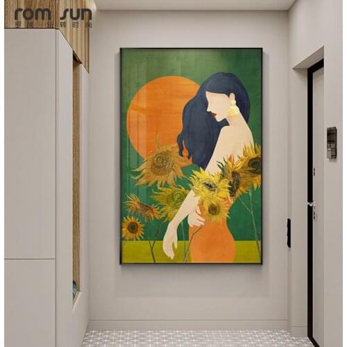 Figure girls Canvas Painting Posters and print Nordic with flowers Wall Art Cuadros home Decor Pictures for Living Room Bedroom