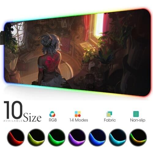 Sexy girl anime Mouse Pad RGB Black Escritorio Gamer Accessories Large LED MousePad Gaming with Backlit escritorio accesorio