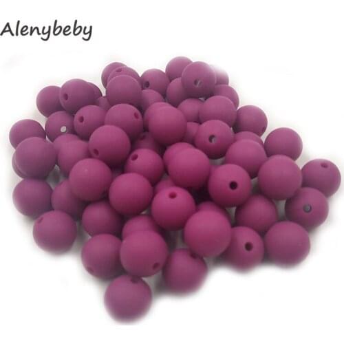 Magent Color Food Grade Silicone Round Beads 12/15mm Baby Teether Necklace Toy DIY Pacifier Chain Care Baby Teether Product
