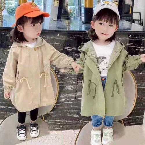 Girls' Jacket Spring, Autumn And Winter New Style Korean Baby Foreign Style Jacket Mid-length Childrens Windbreaker