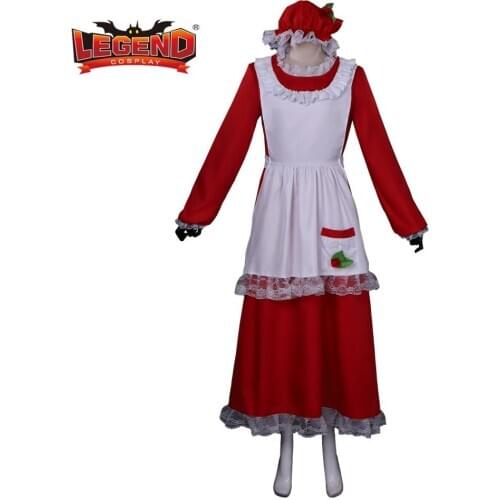 Mrs Claus costume plus size Old Women Christmas regal red dress Santa robe cosplay costume dress cap hat apron dress custom made