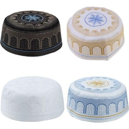 Unisex Men Adults Cotton Knitting Hats Mens Skull Cap Muslim Islamic Prayer Hat Head Wear Solid Casual Male Leisure Fas